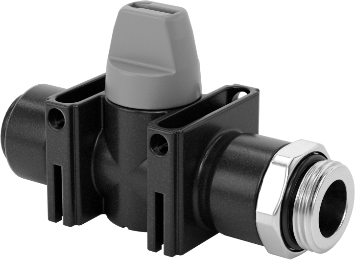 Push-to-Connect Bağlantı Parçaları ile Açma/Kapama Vanası, Düğme Kolu, 3/8 BSPP Erkek x 10 mm Dış Çaplı Boru için