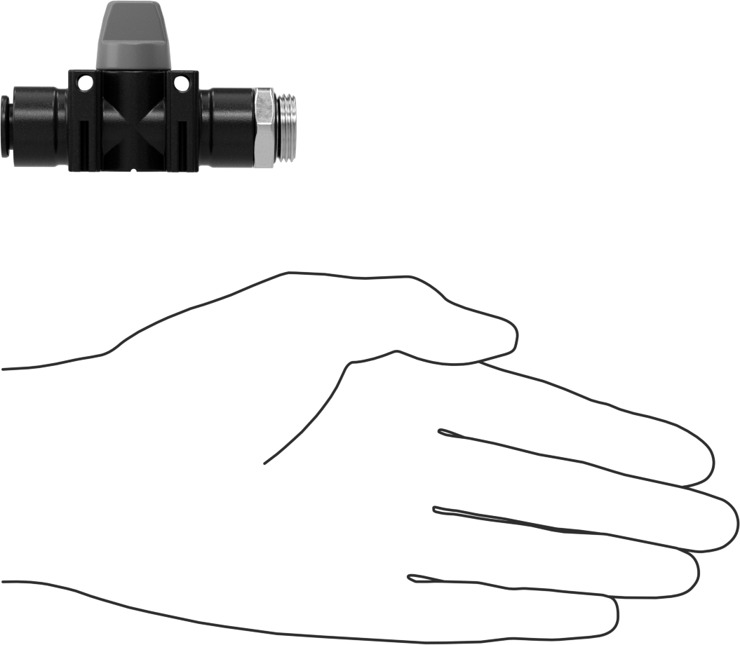 Push-to-Connect Bağlantı Parçaları ile Açma/Kapama Vanası, Düğme Kolu, 3/8 BSPP Erkek x 10 mm Dış Çaplı Boru için
