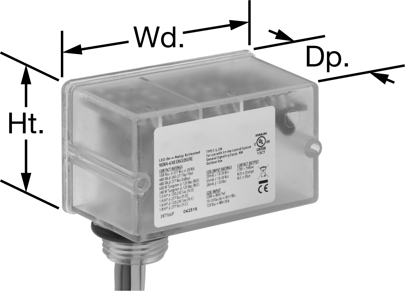 Yıkanabilir Kapalı Röle, SPDT, 28 mA Kontrol Akımı, 1/3 hp @ 240V AC