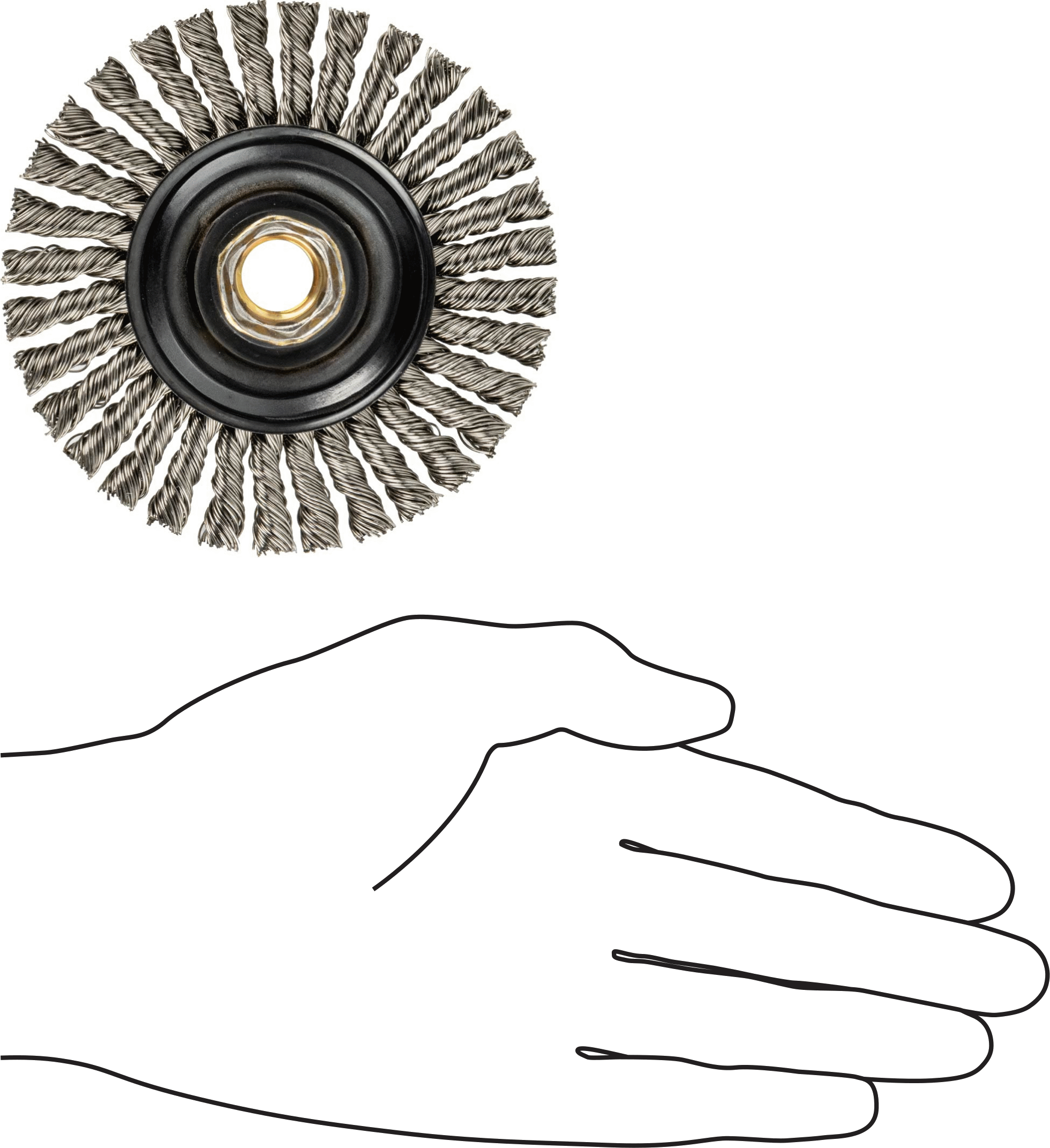Hızlı ve Etkili Temizleme Tekerlekli Fırça, Açı Taşlama Makinaları için, 4" Fırça Çapı, 5/8"-11 Diş, Paslanmaz Çelik