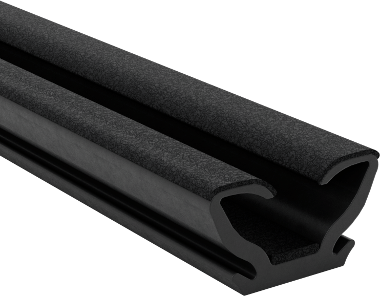 EPDM Kanal Montajlı Kenar Contası, 13/16" Toplam Genişlik, 8 Fit Uzunluk