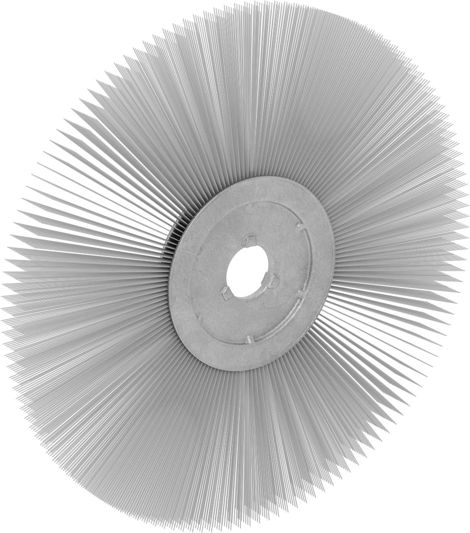 Düşük Çizilme Tampiko Kıllı Tekerlek Fırçası, Öğütücülerle Kullanım için, 12" Fırça Çapı, 1-1/4" Mil Deliği