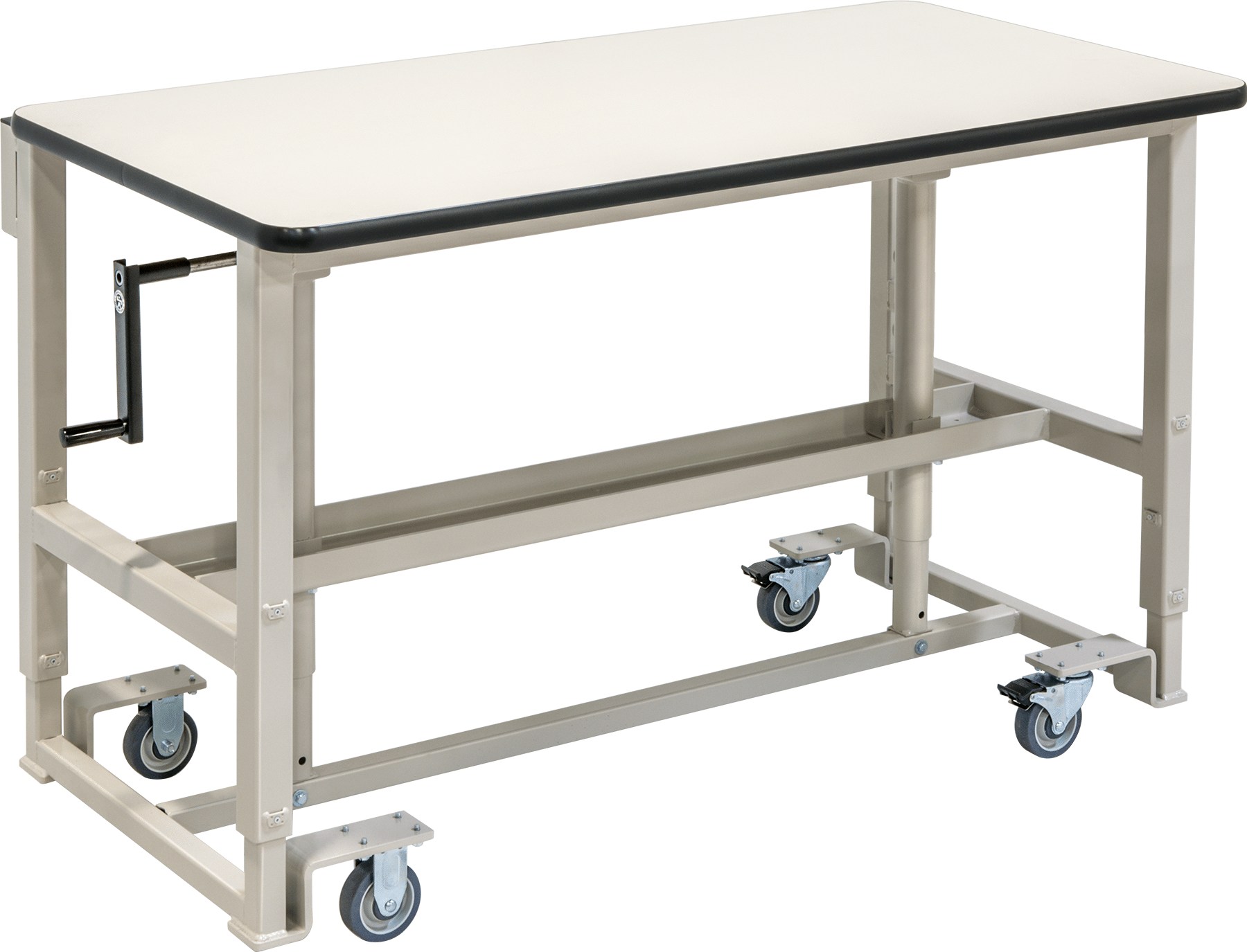 El Kolu ile Yüksekliği Ayarlanabilir Masa, Mobil, 31“-43” Yükseklik x 72“ Genişlik x 30” Derinlik