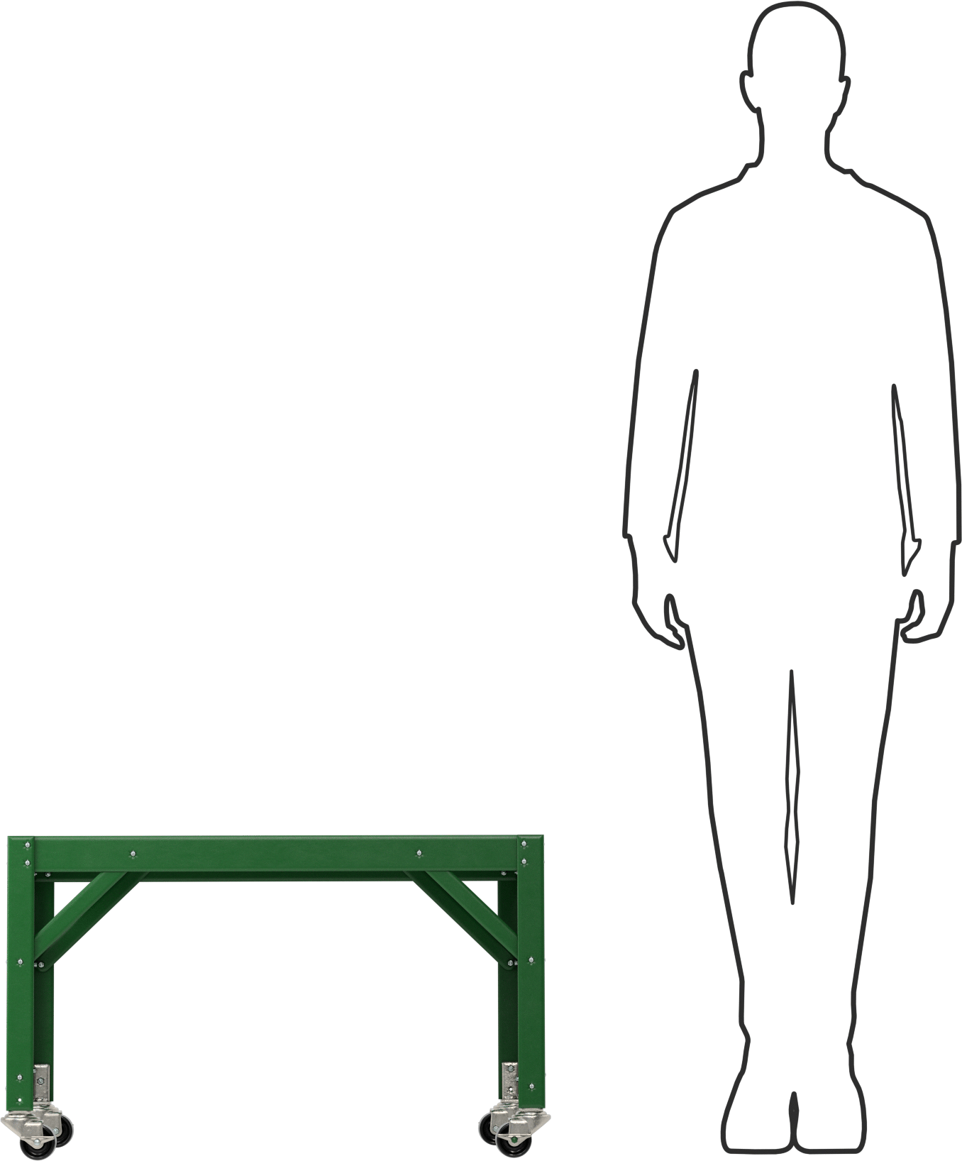 Düşük Profilli Çelik Masa, Mobil, 18“ Yükseklik x 30” Genişlik x 24" Derinlik