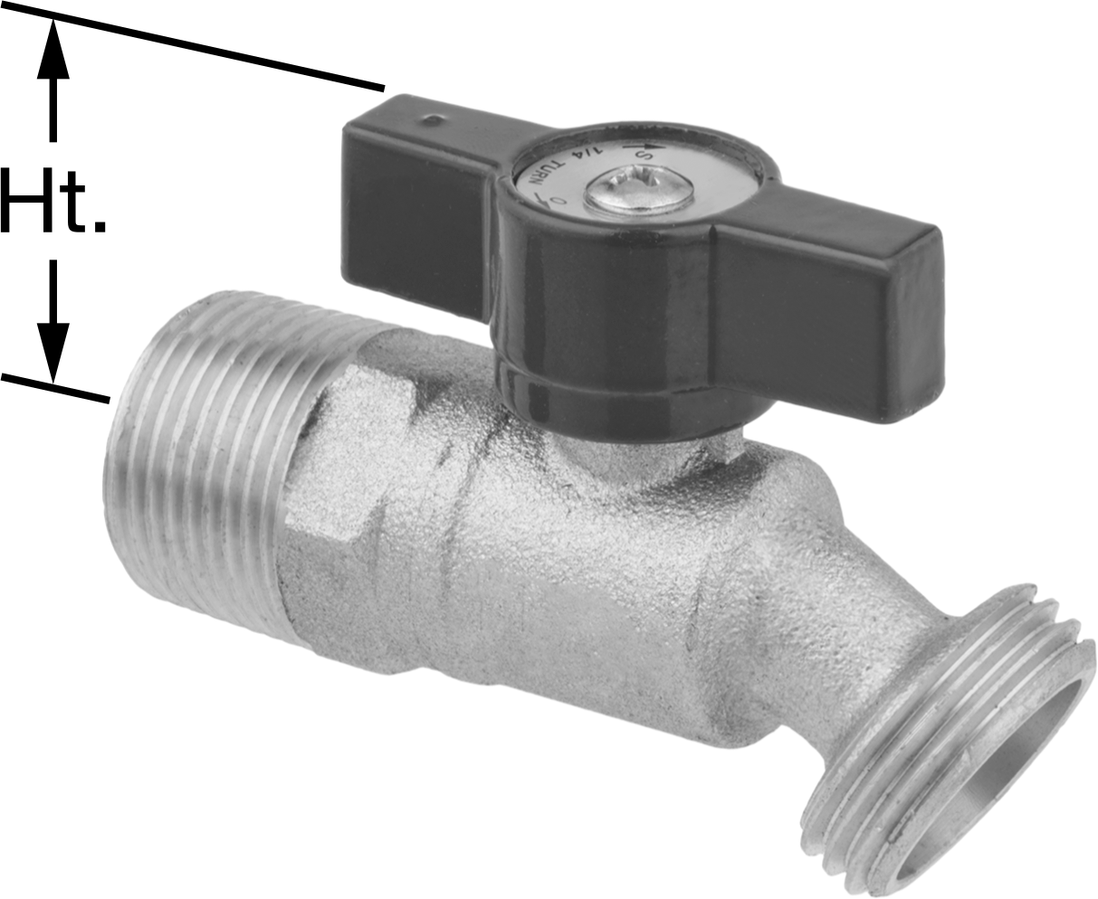 Pirinç Gövdeli Akış Ayar Valfi, 3/4 NPT Erkek Girişli Açma/Kapama Musluğu, 1-1/2" Yükseklik