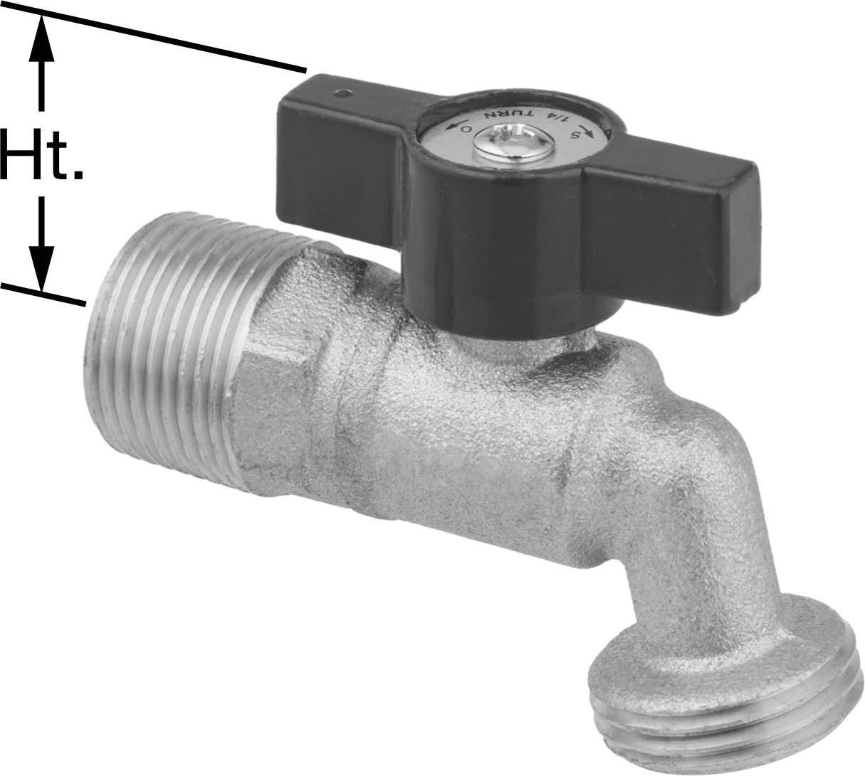 Pirinç Gövdeli Akış Ayar Valfi, 3/4 NPT Erkek Girişli Açma/Kapama Musluğu, 1-1/4" Yükseklik