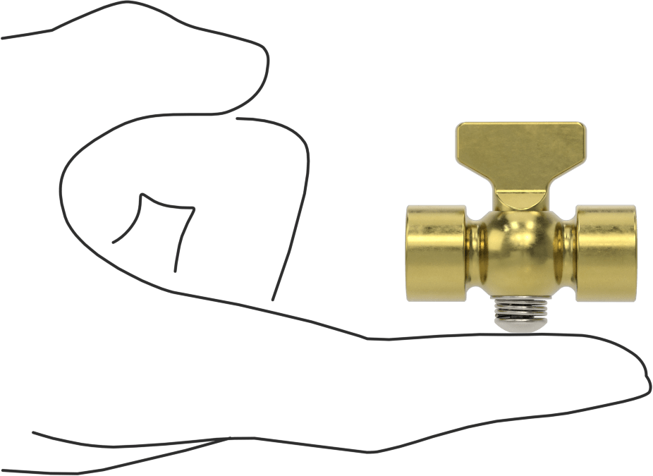Pirinç Gövdeli Açma/Kapama Vanası, Kompakt, T-Saplı, Kesme Vanası, 1/8 NPT Dişi
