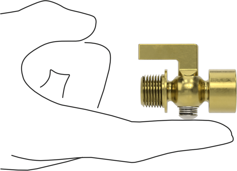 Pirinç Gövdeli Açma/Kapama Vanası, Kompakt, Kol Tutacağı, 3/8 NPT Dişi x 3/8 NPT Erkek