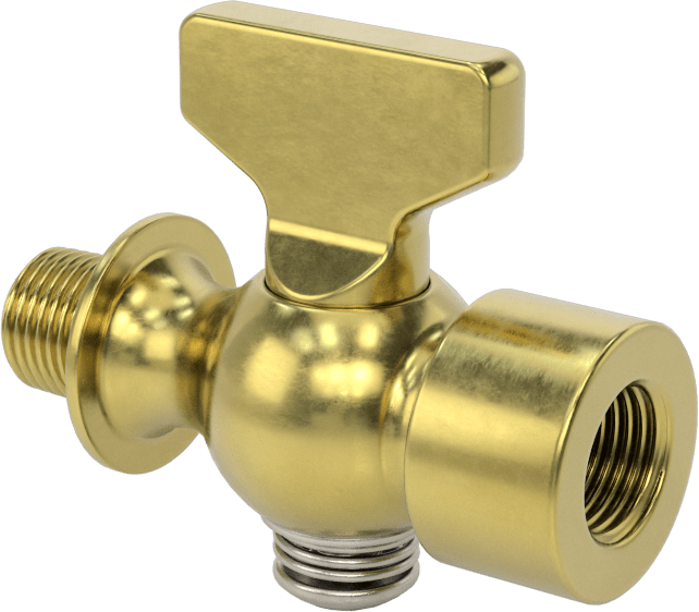 Pirinç Gövdeli Açma/Kapama Vanası, Kompakt, T-Saplı, 1/8 NPT Dişi x 1/8 NPT Erkek