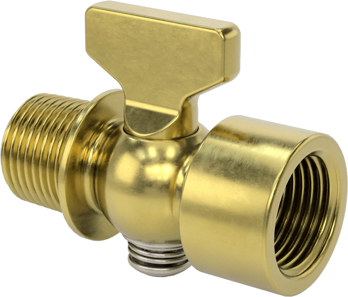 Pirinç Gövdeli Açma/Kapama Vanası, Kompakt, T-Saplı, 3/8 NPT Dişi x 3/8 NPT Erkek