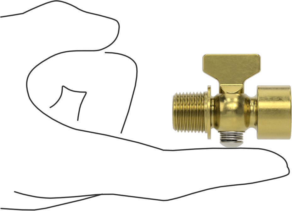Pirinç Gövdeli Açma/Kapama Vanası, Kompakt, T-Saplı, 3/8 NPT Dişi x 3/8 NPT Erkek