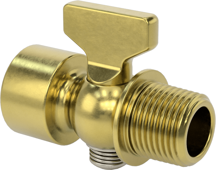 Pirinç Gövdeli Açma/Kapama Vanası, Kompakt, T-Saplı, 3/8 NPT Dişi x 3/8 NPT Erkek