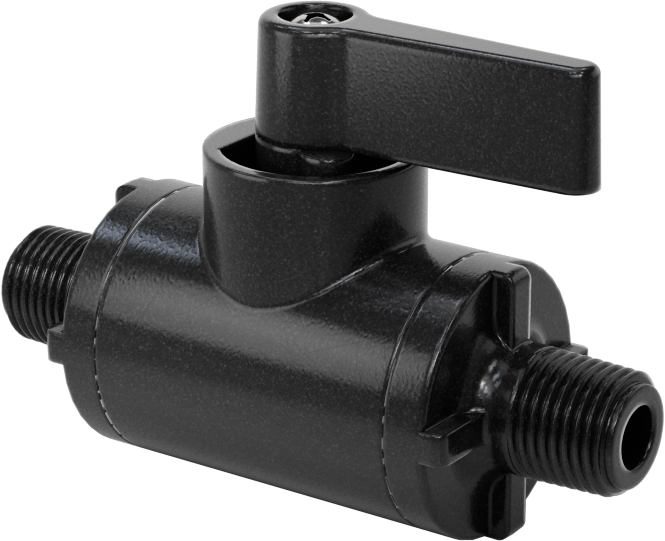 Siyah Naylon Açma/Kapama Vanası, Kompakt, 1/8 NPT Erkek x 1/8 NPT Erkek, 1,5 Cv