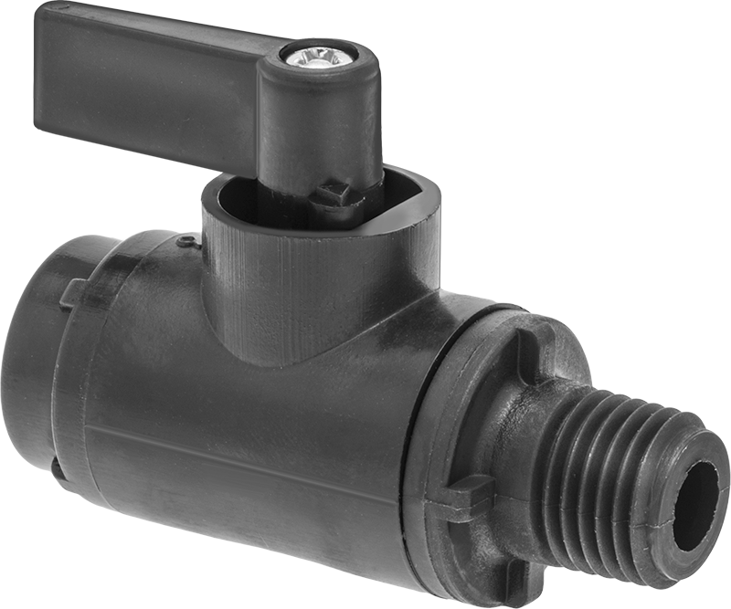 Siyah Naylon Açma/Kapama Vanası, Kompakt, 1/4 NPT Dişi x 1/4 NPT Erkek, 2,6 Cv