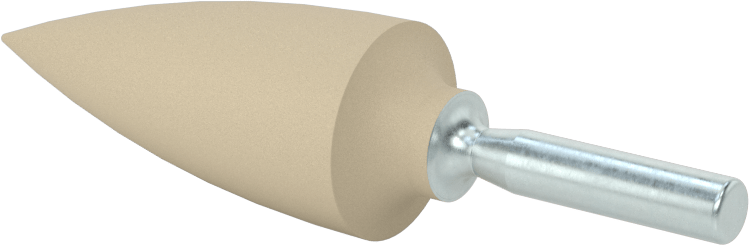 Metaller için Pamuk Laminatlı Taşlama Ucu, 1/4" Şaft Çapı, 7/8“ Çap x 2” Uzunlukta Konik Başlık, 80 Kum