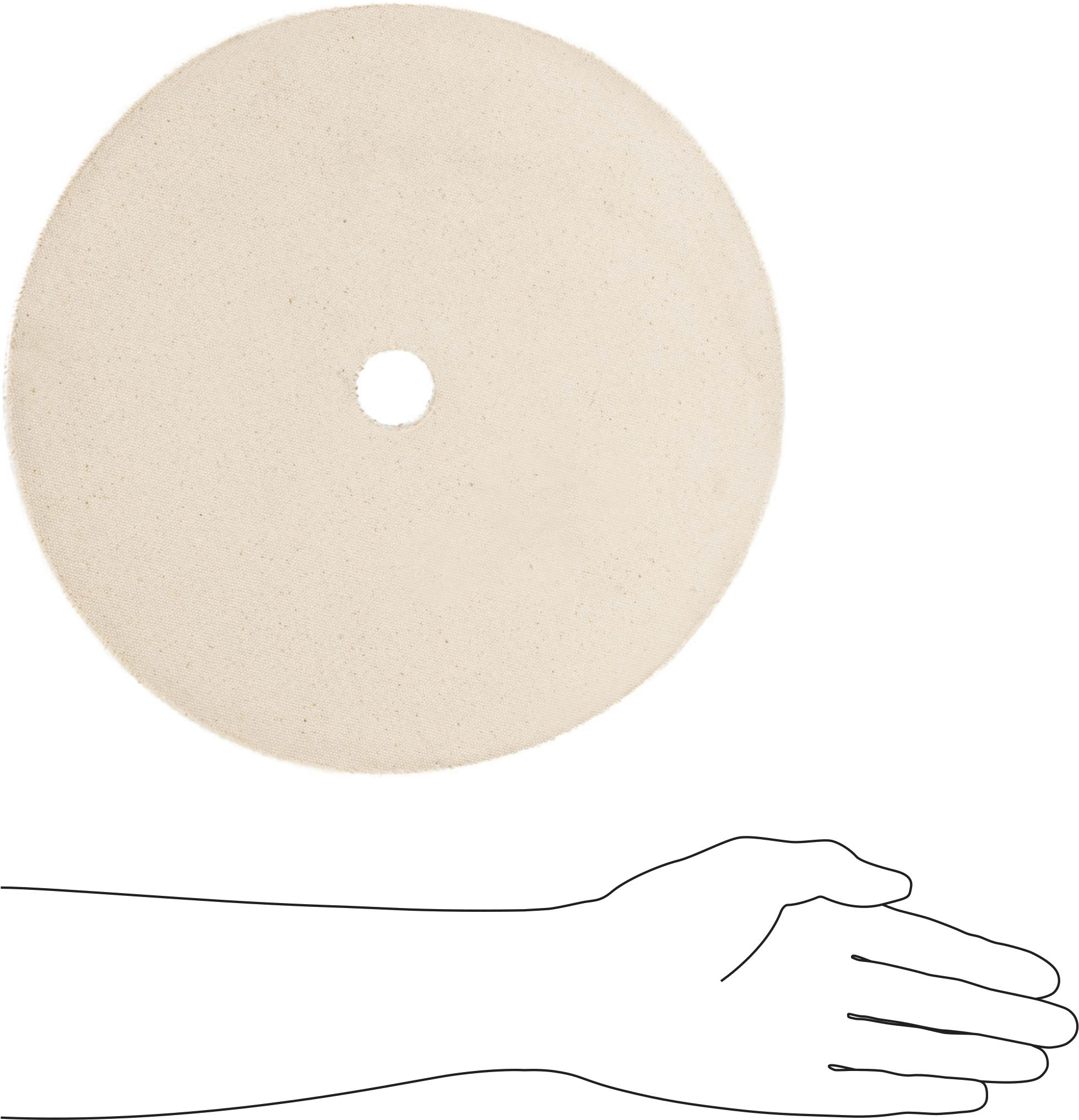 Düz Yüzeyler için Agresif Parlatma Tekerleği, 12“ Çap x 2” Kalınlık, 1-1/4" Mil Deliği