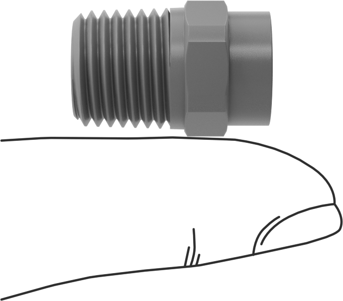 Tam Konik PVDF Plastik Püskürtme Nozulu, 1/4 NPT Erkek, 0.6 gpm @ 10 PSI, 60 Derece Püskürtme Açısı