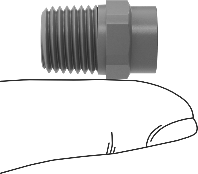 Tam Konik PVDF Plastik Püskürtme Nozulu, 1/4 NPT Erkek, 10 PSI'da 0,6 gpm, 90 Derece Püskürtme Açısı