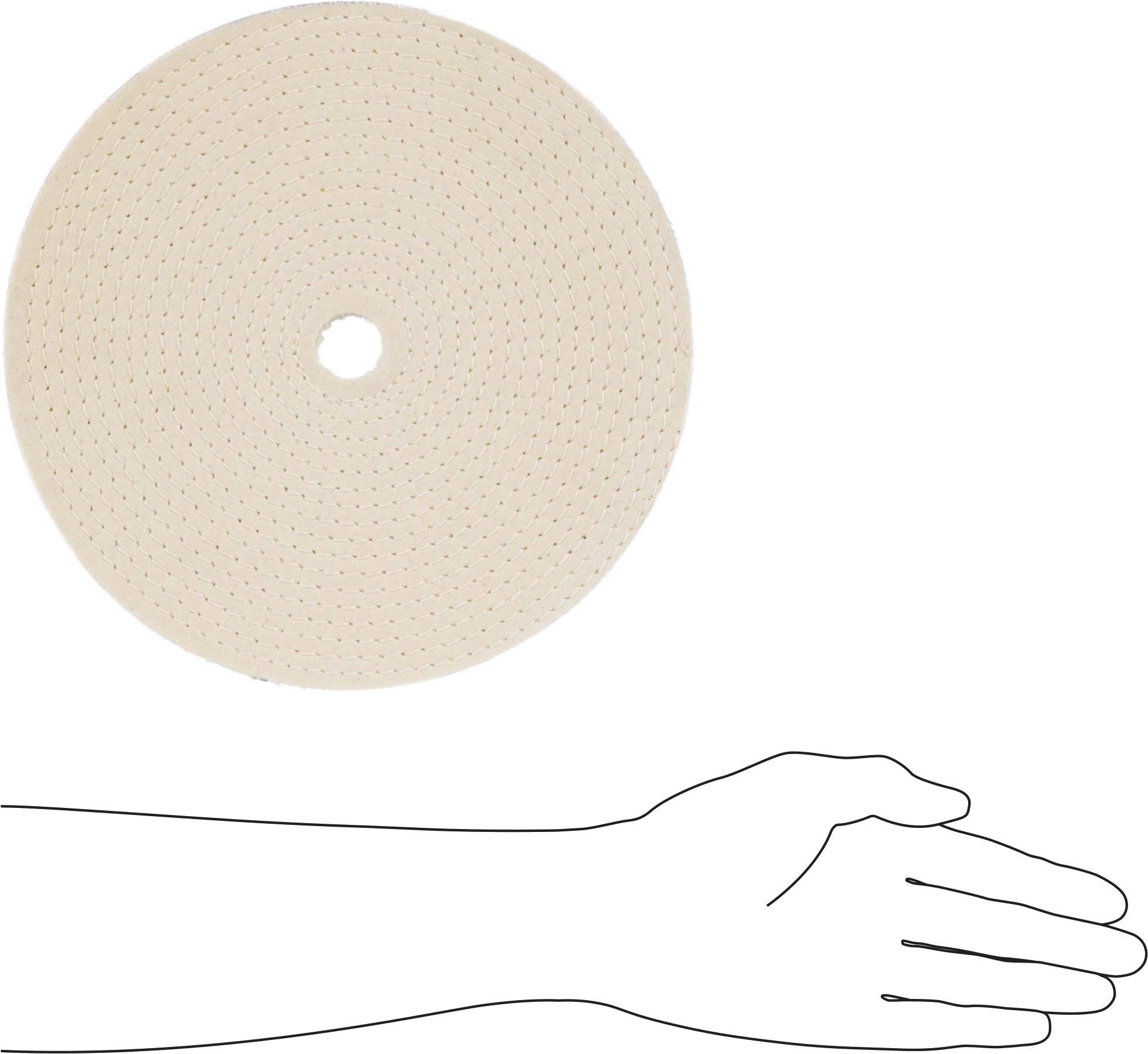 Düz Yüzeyler için Parlatma Tekerleği, 10“ Çap x 1/2” Kalınlık, 1" Mil Deliği