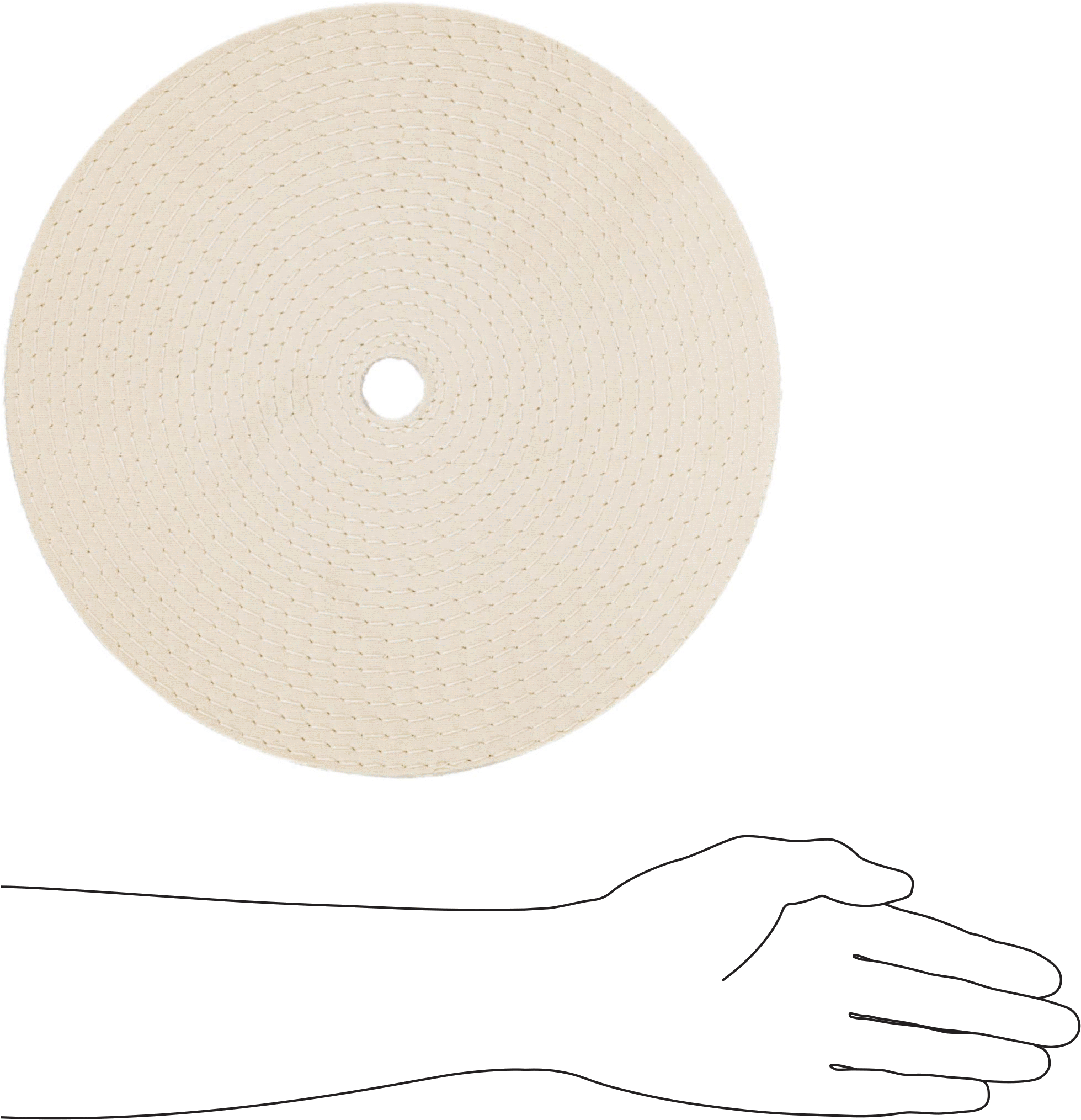 Düz Yüzeyler için Parlatma Tekerleği, 12“ Çap x 1/2” Kalınlık, 1" Mil Deliği