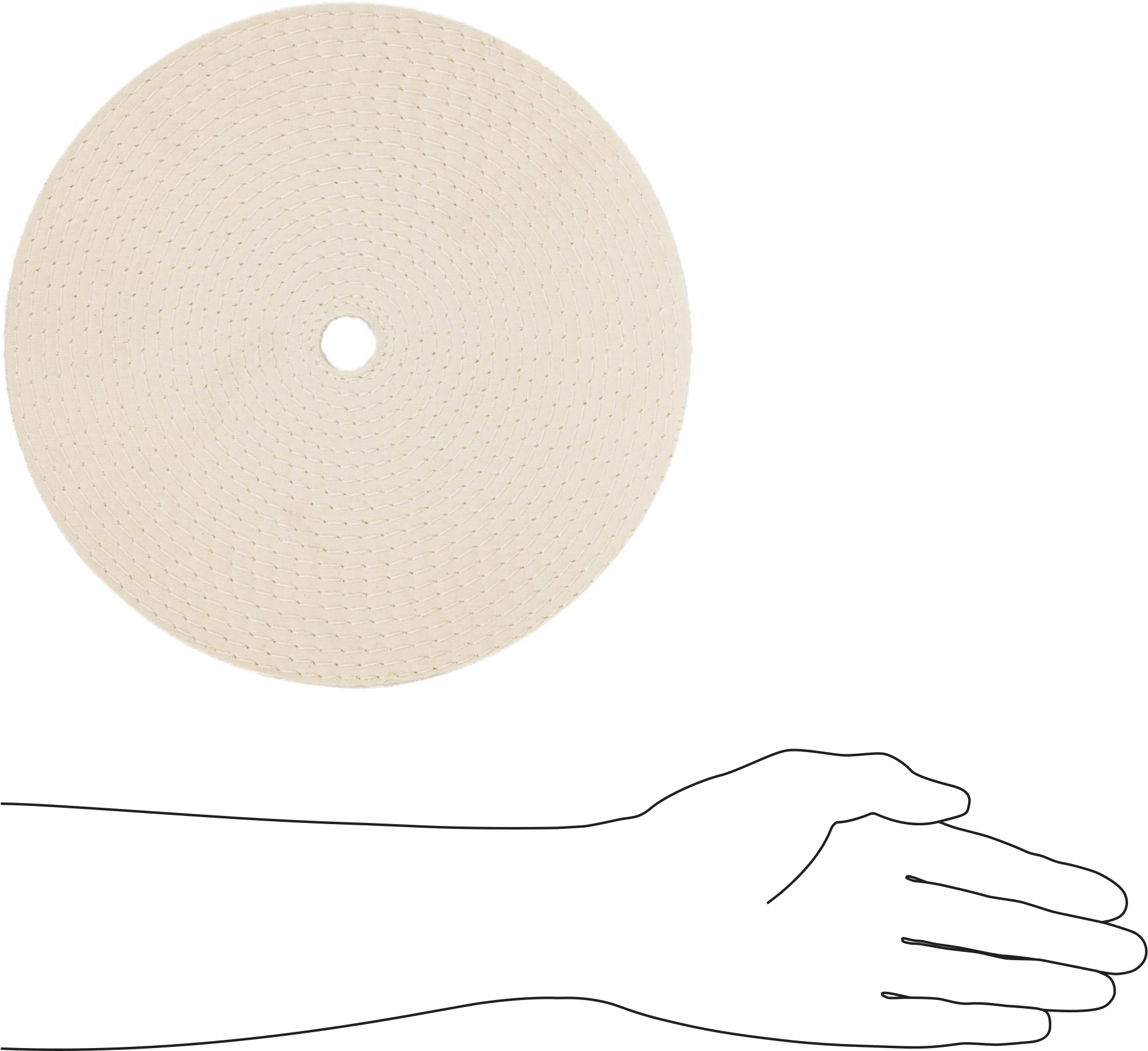 Düz Yüzeyler için Parlatma Tekerleği, 12“ Çap x 1/2” Kalınlık, 1-1/8" Mil Deliği