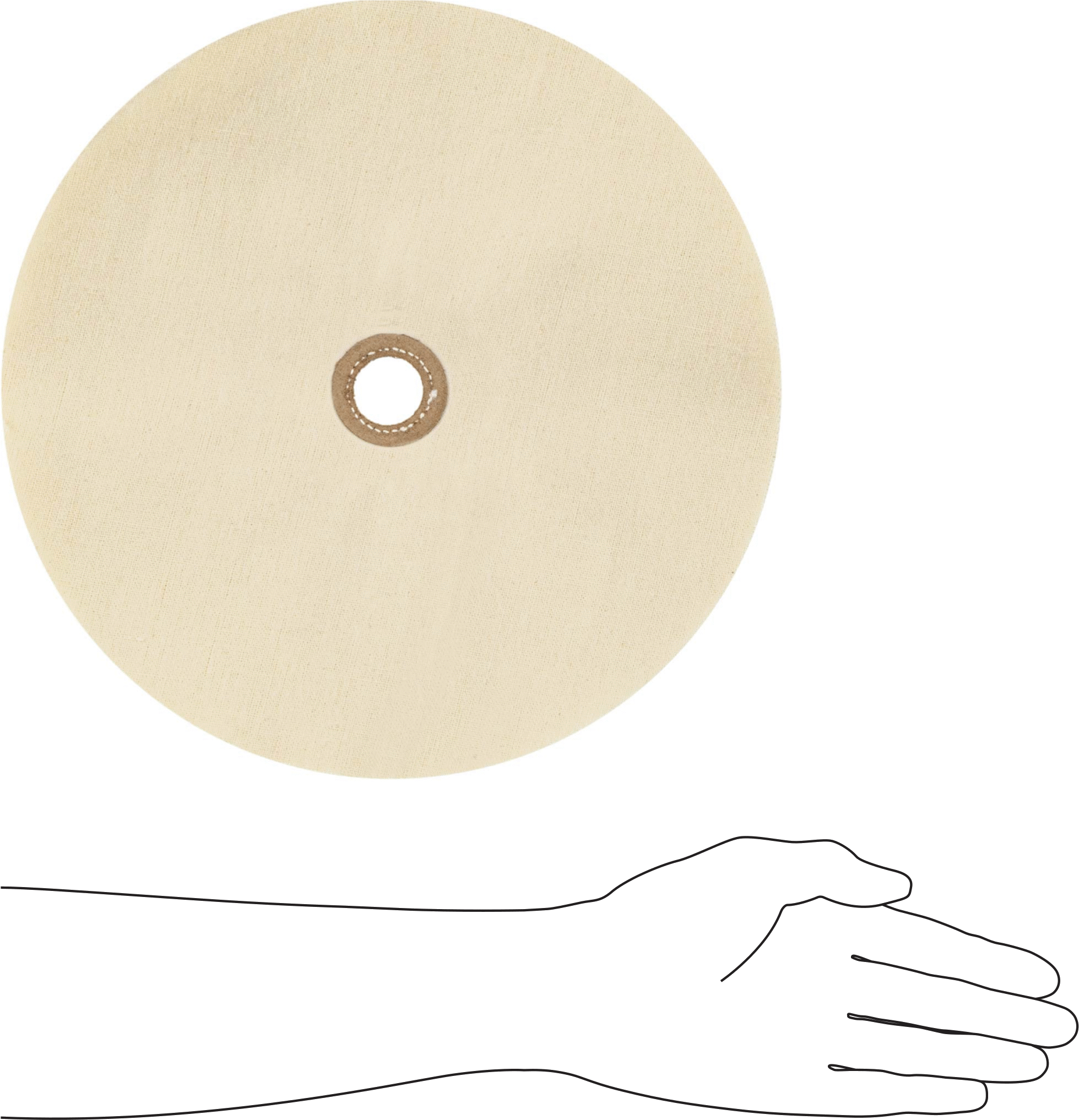 Kavisli Yüzeyler için Parlatma Tekerleği, Düz Mil için, 12" Çap, 1-1/4" Mil Deliği Çapı