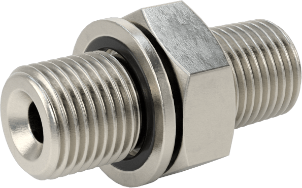 Aşırı Basınçlı 316 Paslanmaz Çelik Dişli Boru Bağlantı Elemanı, Düz Adaptör, 1/8 BSPP Erkek x 1/8 BSPT Erkek