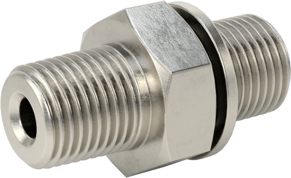 Aşırı Basınçlı 316 Paslanmaz Çelik Dişli Boru Bağlantı Elemanı, Düz Adaptör, 1/8 BSPP Erkek x 1/8 BSPT Erkek