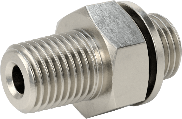 Aşırı Basınçlı 316 Paslanmaz Çelik Dişli Boru Bağlantı Elemanı, Düz Adaptör, 1/4 BSPP Erkek x 1/4 BSPT Erkek