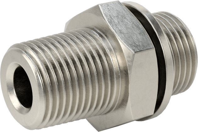 Aşırı Basınçlı 316 Paslanmaz Çelik Dişli Boru Bağlantı Elemanı, Düz Adaptör, 3/8 BSPP Erkek x 3/8 BSPT Erkek