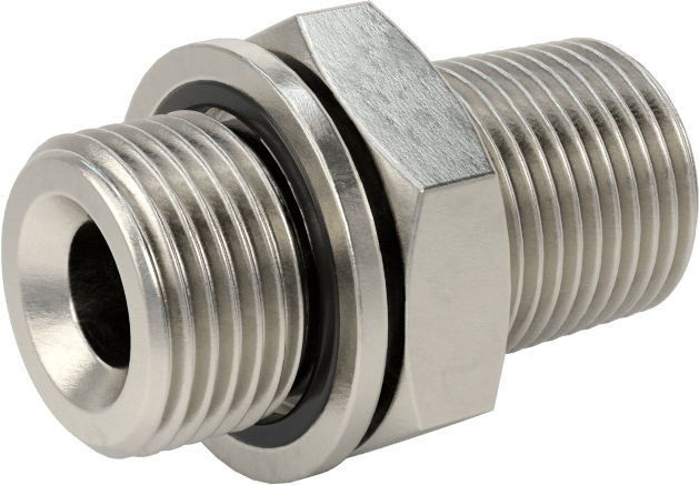 Aşırı Basınçlı 316 Paslanmaz Çelik Dişli Boru Bağlantı Elemanı, Düz Adaptör, 3/8 BSPP Erkek x 3/8 BSPT Erkek