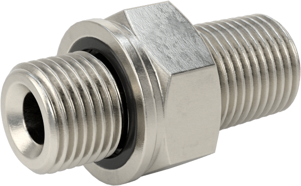Aşırı Basınçlı 316 Paslanmaz Çelik Dişli Boru Bağlantı Elemanı, Düz Adaptör, 1/8 NPT Erkek x 1/8 BSPP Erkek