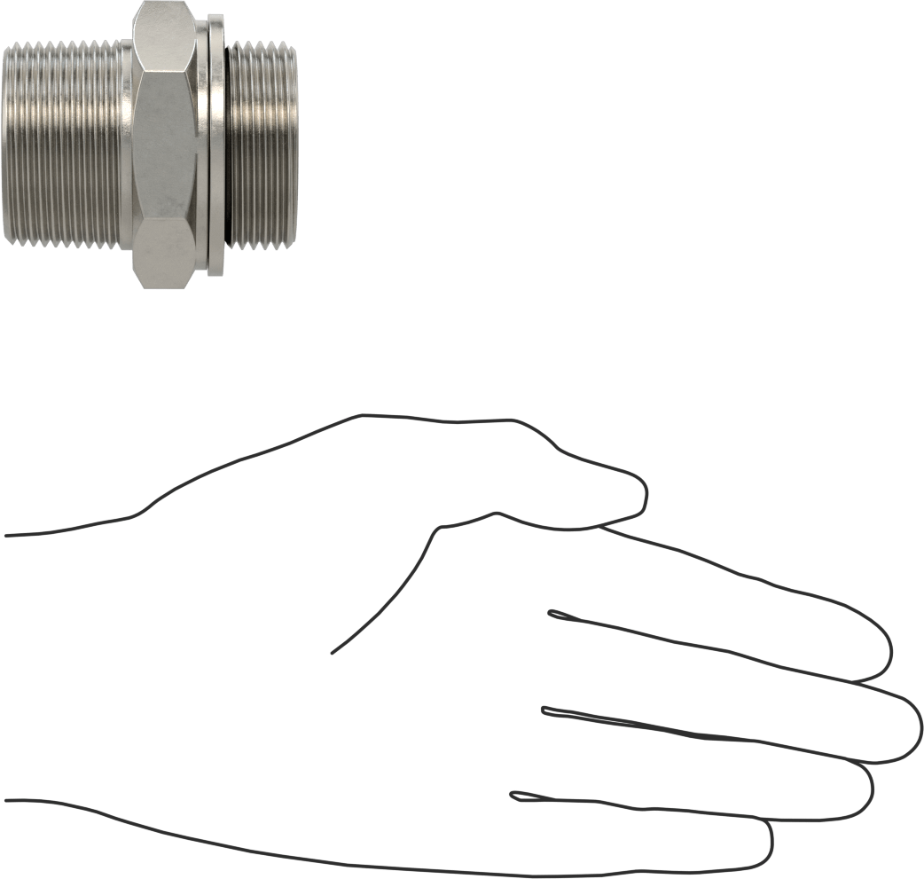 Aşırı Basınçlı 316 Paslanmaz Çelik Dişli Boru Bağlantı Elemanı, Düz Adaptör, 1-1/4 NPT Erkek x 1-1/4 BSPP Erkek