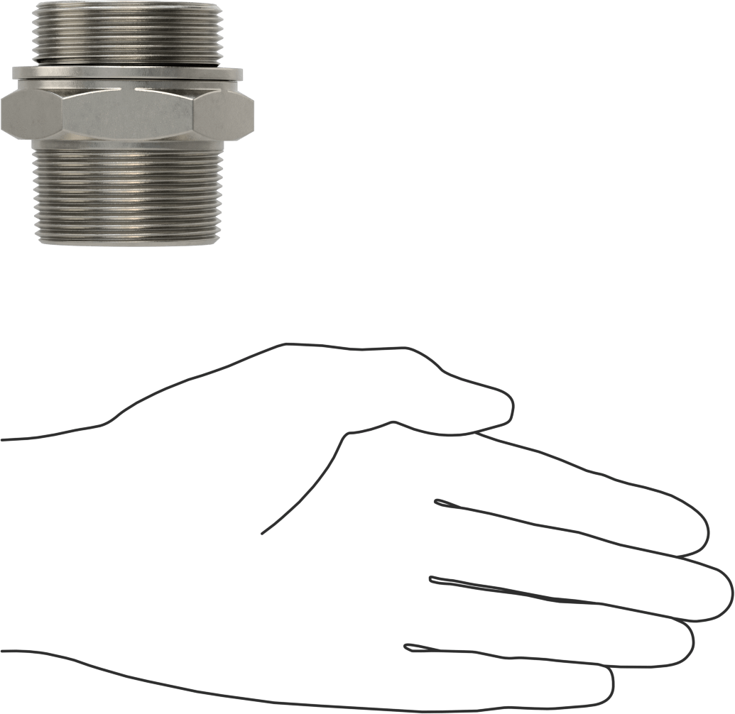 Aşırı Basınçlı 316 Paslanmaz Çelik Dişli Boru Bağlantı Elemanı, Düz Adaptör, 1-1/2 NPT Erkek x 1-1/2 BSPP Erkek