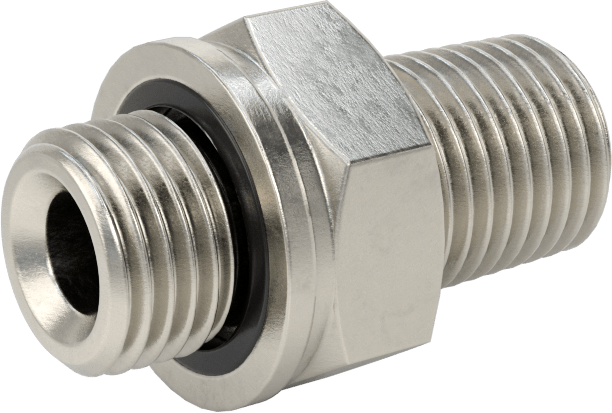 Aşırı Basınçlı 316 Paslanmaz Çelik Dişli Boru Bağlantı Elemanı, Düz Adaptör, 1/4 NPT Erkek x 1/4 BSPP Erkek