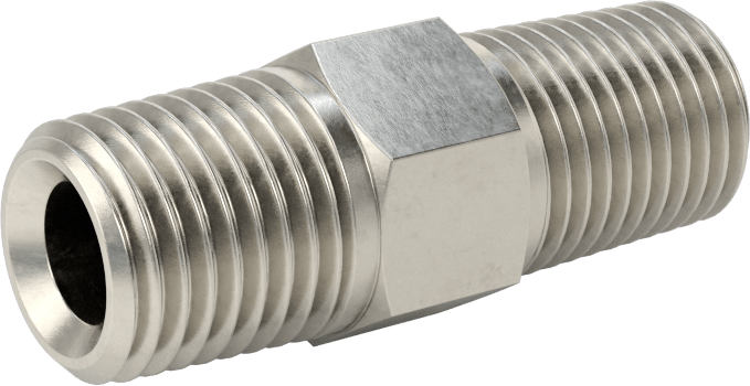 Aşırı Basınçlı 316 Paslanmaz Çelik Dişli Boru Bağlantı Elemanı, Düz Adaptör, 1/4 NPT Erkek x 1/4 BSPT Erkek