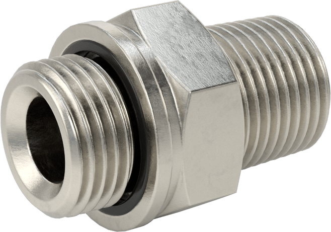 Aşırı Basınçlı 316 Paslanmaz Çelik Dişli Boru Bağlantı Elemanı, Düz Adaptör, 1/2 NPT Erkek x 1/2 BSPP Erkek