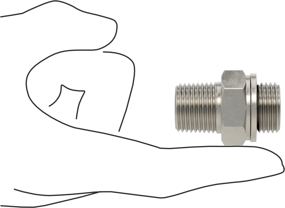 Aşırı Basınçlı 316 Paslanmaz Çelik Dişli Boru Bağlantı Elemanı, Düz Adaptör, 1/2 NPT Erkek x 1/2 BSPP Erkek