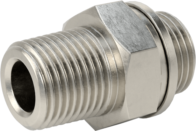 Aşırı Basınçlı 316 Paslanmaz Çelik Dişli Boru Bağlantı Elemanı, Düz Adaptör, 1/2 NPT Erkek x 1/2 BSPP Erkek