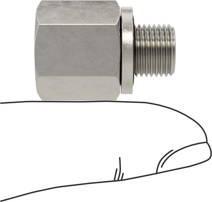 Aşırı Basınçlı 316 Paslanmaz Çelik Dişli Boru Bağlantı Elemanı, Düz Adaptör, 1/8 NPT Dişi x 1/8 BSPP Erkek