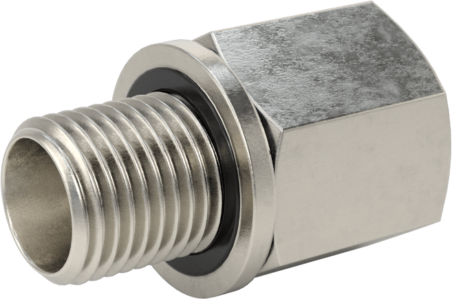 Aşırı Basınçlı 316 Paslanmaz Çelik Dişli Boru Bağlantı Elemanı, Düz Adaptör, 1/4 NPT Dişi x 1/4 BSPP Erkek