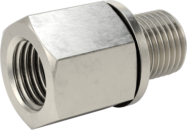 Aşırı Basınçlı 316 Paslanmaz Çelik Dişli Boru Bağlantı Elemanı, Düz Adaptör, 1/4 NPT Dişi x 1/4 BSPP Erkek