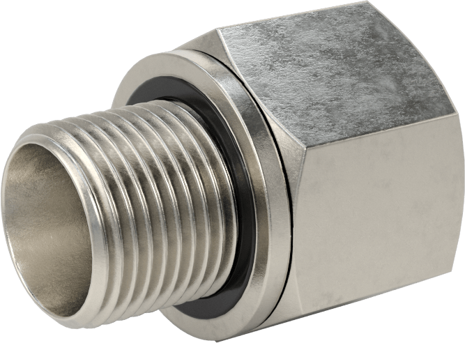 Aşırı Basınçlı 316 Paslanmaz Çelik Dişli Boru Bağlantı Elemanı, Düz Adaptör, 3/8 NPT Dişi x 3/8 BSPP Erkek
