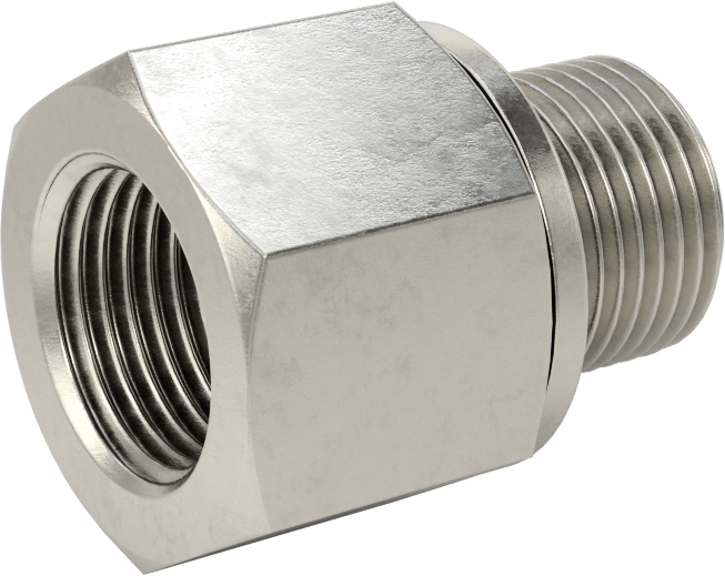Aşırı Basınçlı 316 Paslanmaz Çelik Dişli Boru Bağlantı Elemanı, Düz Adaptör, 3/8 NPT Dişi x 3/8 BSPP Erkek