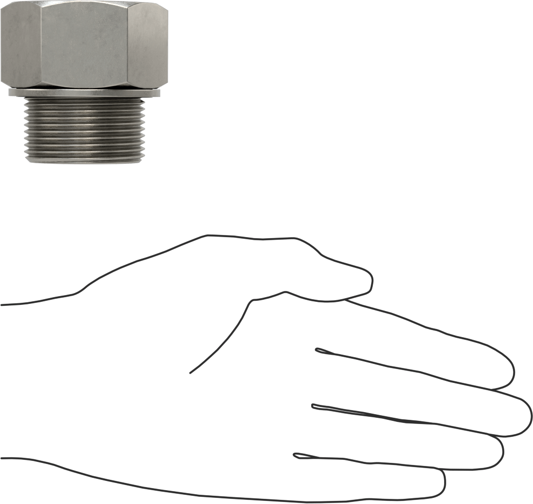 Aşırı Basınçlı 316 Paslanmaz Çelik Dişli Boru Bağlantı Elemanı, Düz Adaptör, 1-1/4 NPT Dişi x 1-1/4 BSPP Erkek