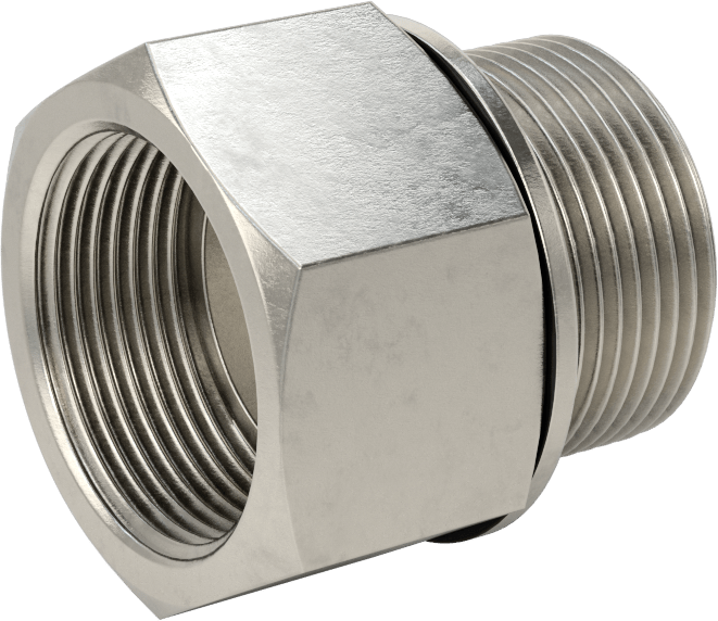 Aşırı Basınçlı 316 Paslanmaz Çelik Dişli Boru Bağlantı Elemanı, Düz Adaptör, 1-1/4 NPT Dişi x 1-1/4 BSPP Erkek