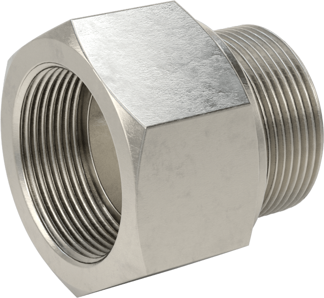Aşırı Basınçlı 316 Paslanmaz Çelik Dişli Boru Bağlantı Elemanı, Düz Adaptör, 1-1/2 NPT Dişi x 1-1/2 BSPP Erkek