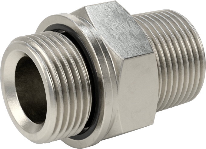 Aşırı Basınçlı 316 Paslanmaz Çelik Dişli Boru Bağlantı Elemanı, Düz Adaptör, 3/4 NPT Erkek x 3/4 BSPP Erkek