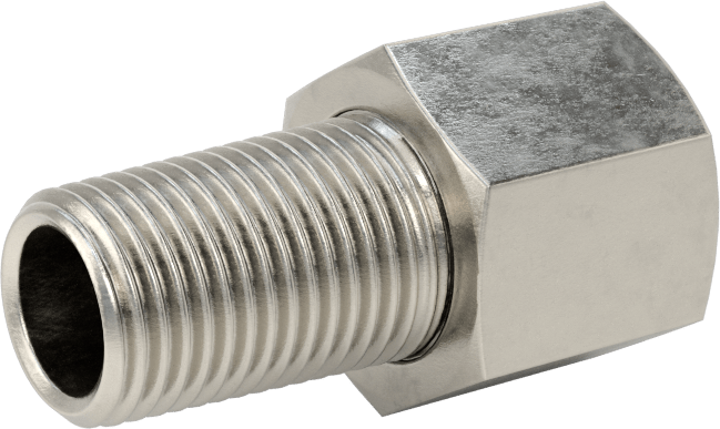 Aşırı Basınçlı 316 Paslanmaz Çelik Dişli Boru Bağlantı Elemanı, Düz Adaptör, 1/8 BSPP Dişi x 1/8 NPT Erkek