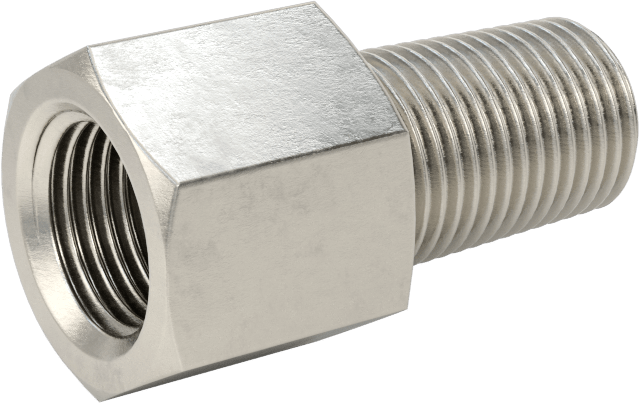 Aşırı Basınçlı 316 Paslanmaz Çelik Dişli Boru Bağlantı Elemanı, Düz Adaptör, 1/8 BSPP Dişi x 1/8 NPT Erkek